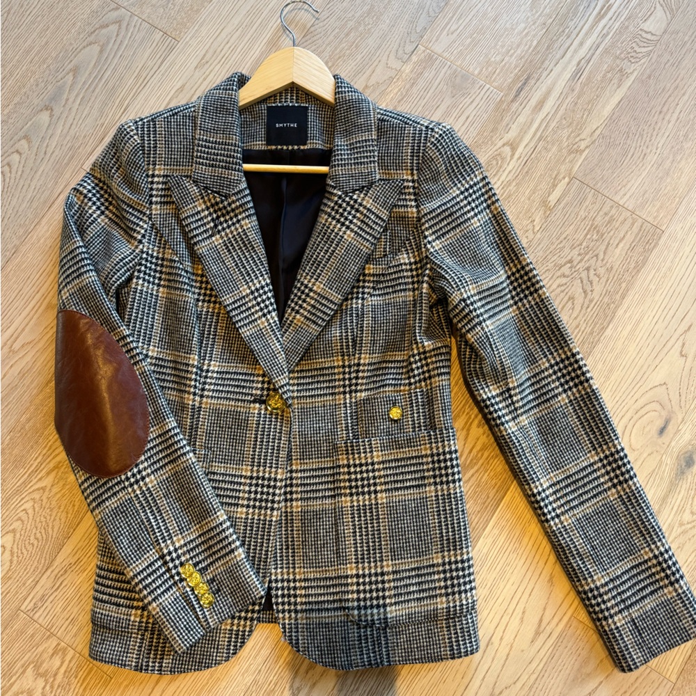 Smythe Plaid Blazer with Brown Elbow Patches - Picture 2 of 12